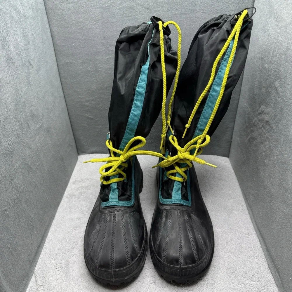 Vintage 90s Sorel Kaufman Snow Boots Men's 10 Made USA Steel Shank Neon Teal